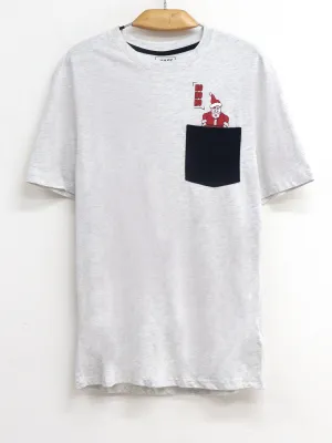 Men's Graphic Printed Christmas T-Shirt,Light Grey
