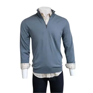 Men's Lightweight Merino Wool 1/4 Zip Sweater In Blue Steel