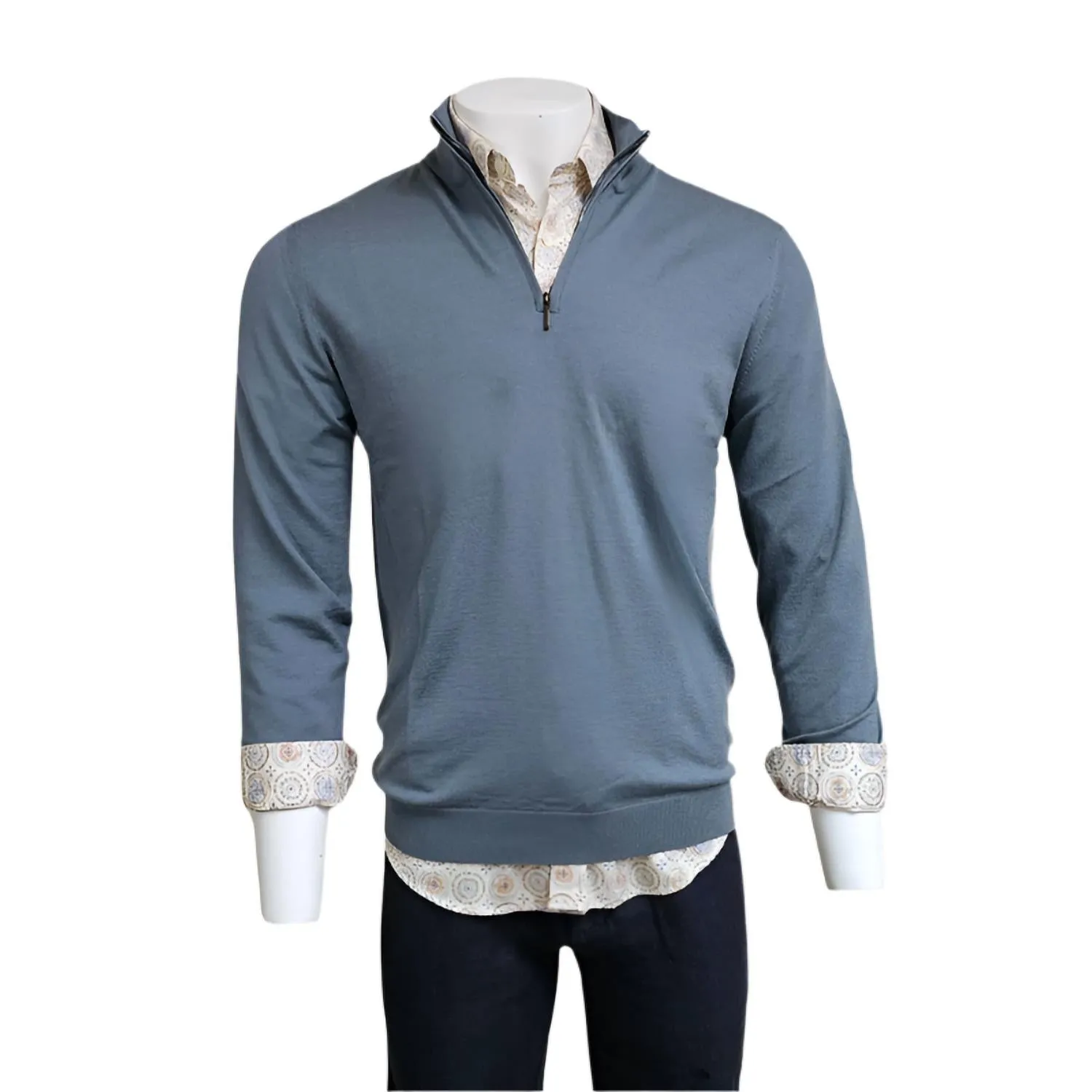 Men's Lightweight Merino Wool 1/4 Zip Sweater In Blue Steel