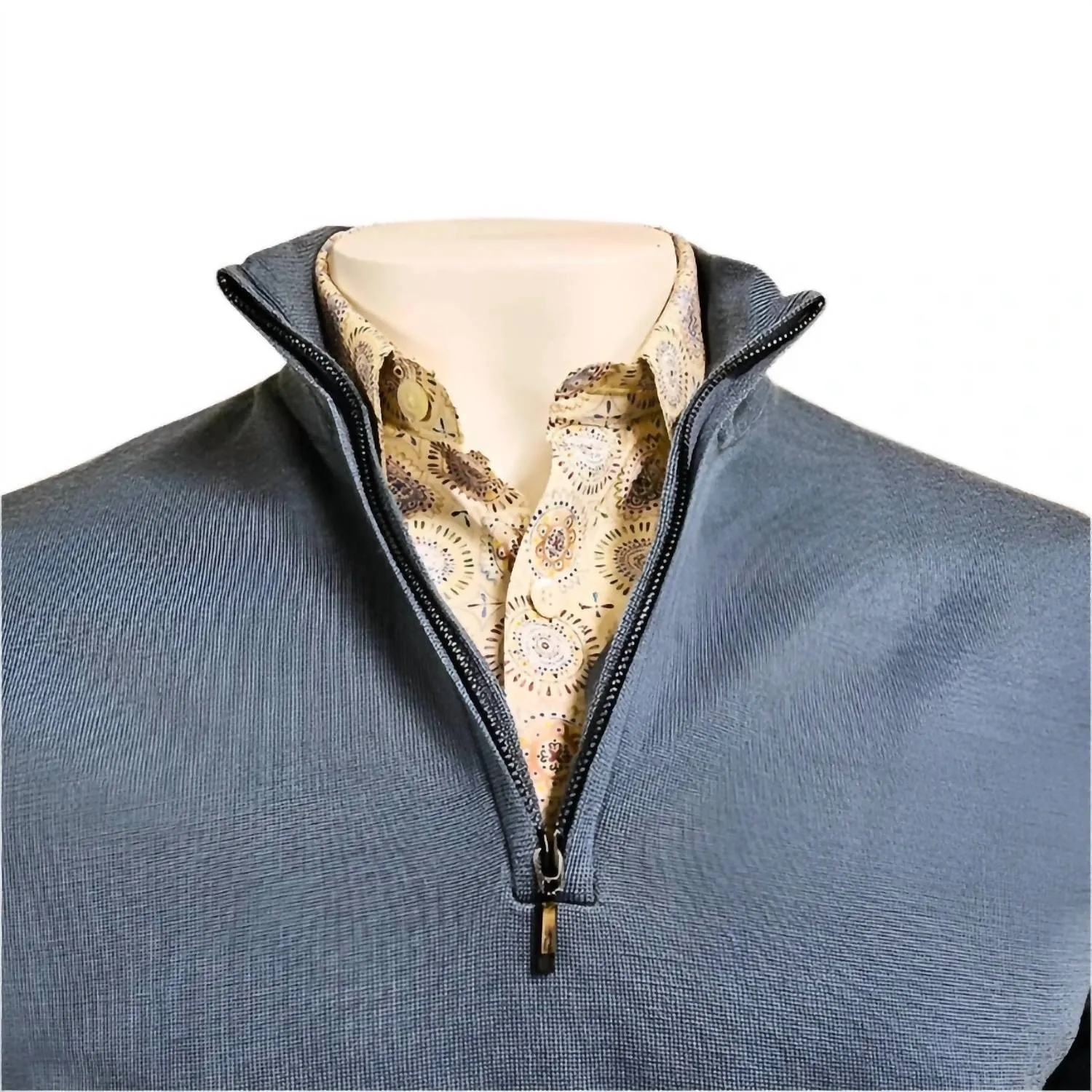 Men's Lightweight Merino Wool 1/4 Zip Sweater In Blue Steel