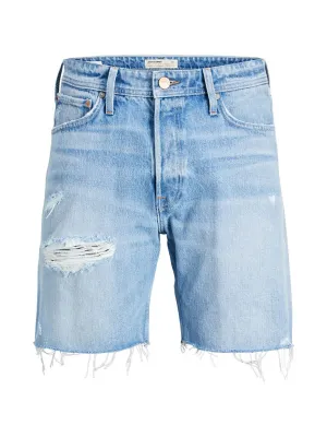 Men's Loose Fit Ripped Denim Short,Light Blue