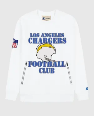Men's Los Angeles Chargers Crew Neck Sweatshirt With Zip Pockets In White
