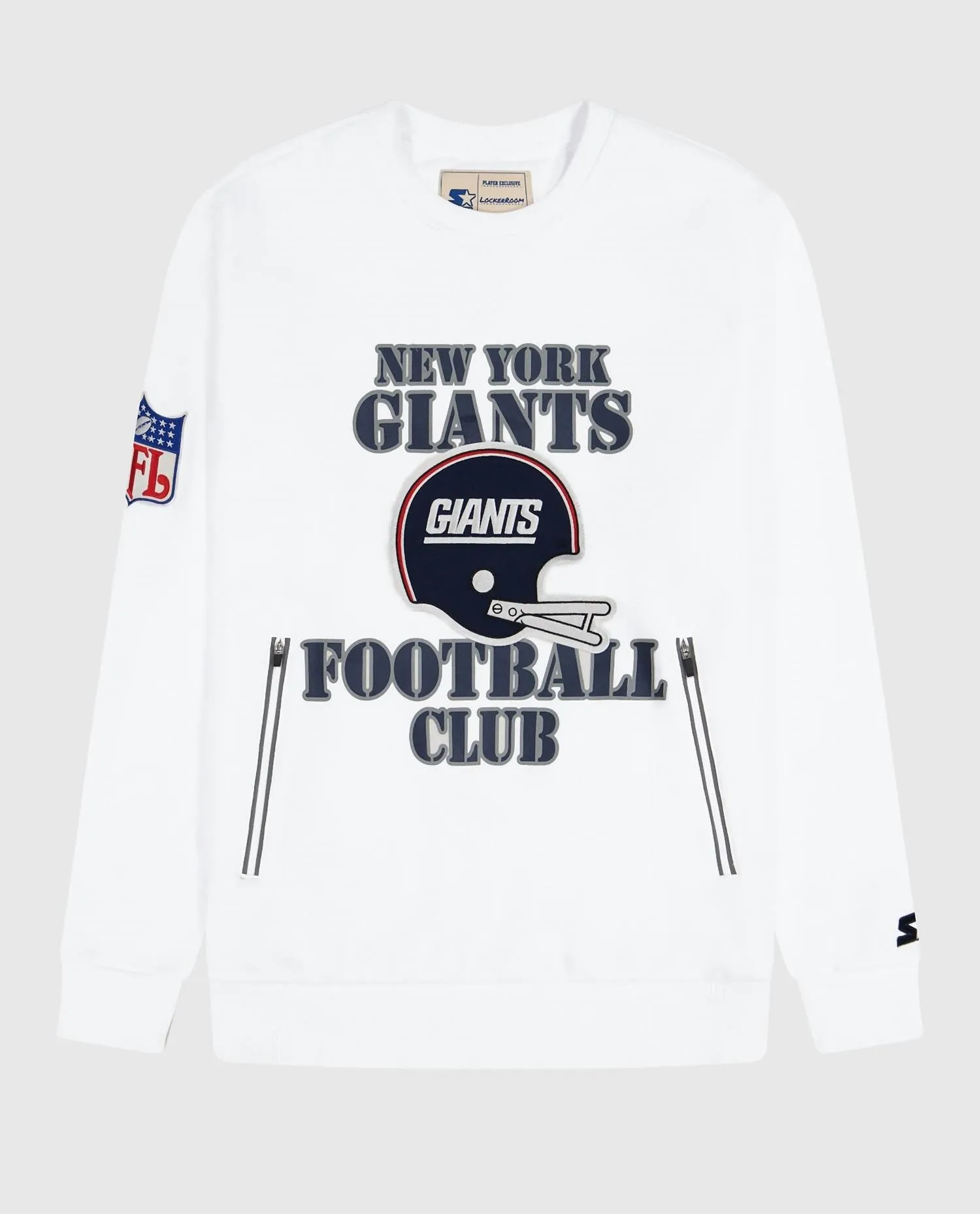 Men's New York Giants Crew Neck Sweatshirt With Zip Pockets In White