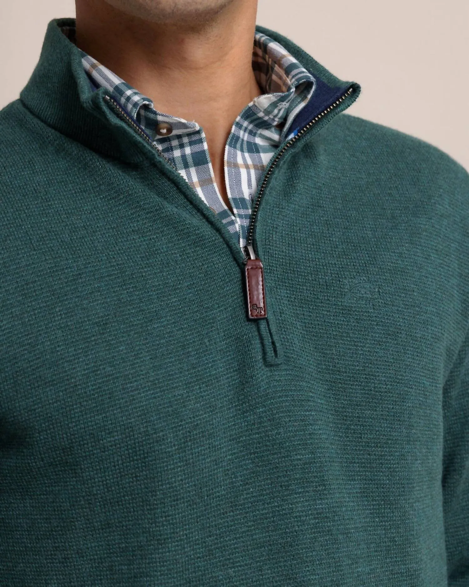 Men's Oakatie Quarter Zip Sweater In Heather Salt Meadow