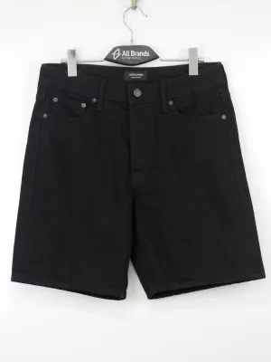 Men's Plain Solid Denim Short,Black