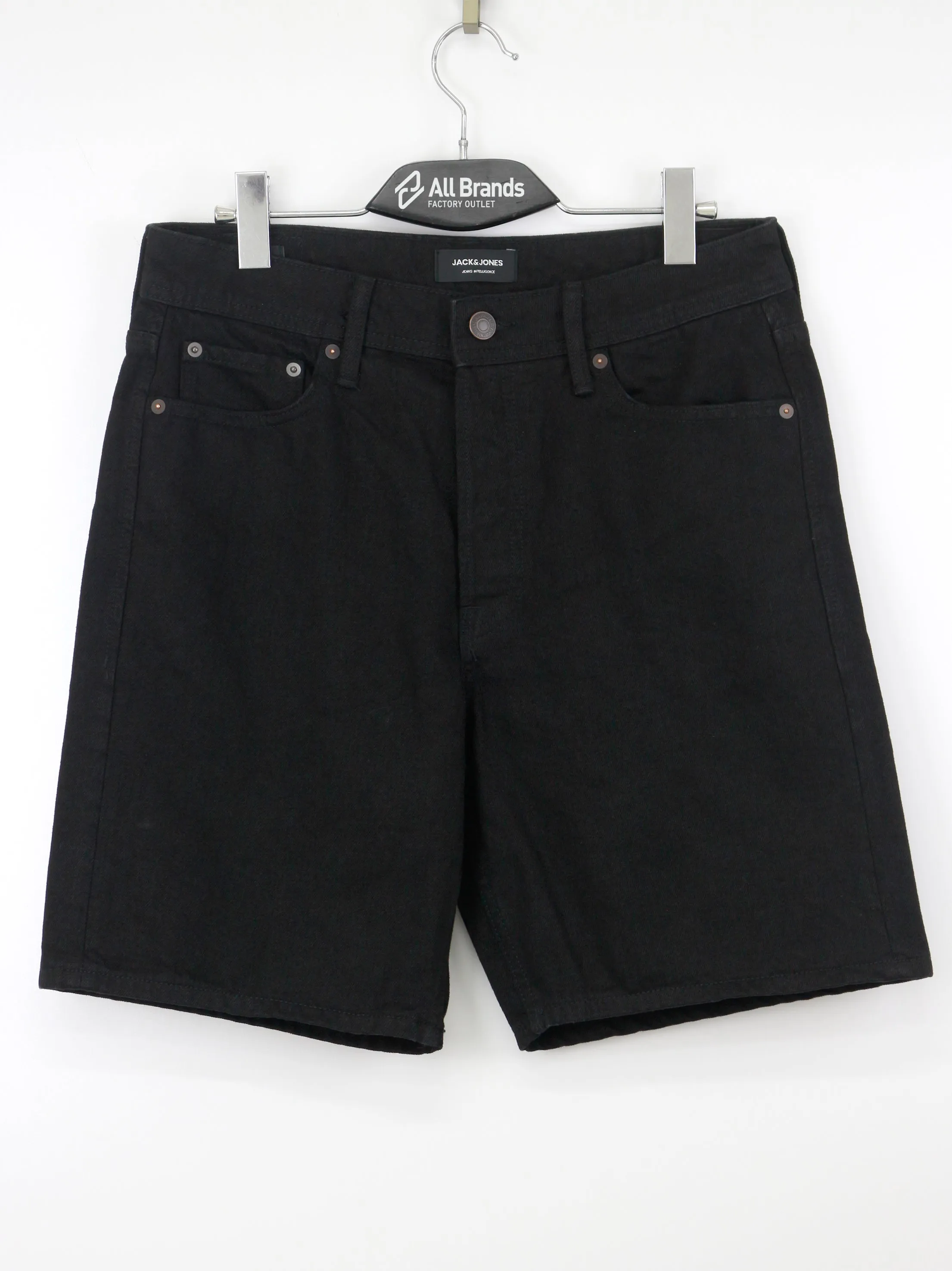 Men's Plain Solid Denim Short,Black