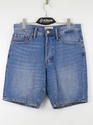 Men's  Plain Solid Loose Fit Denim Short,Light Blue