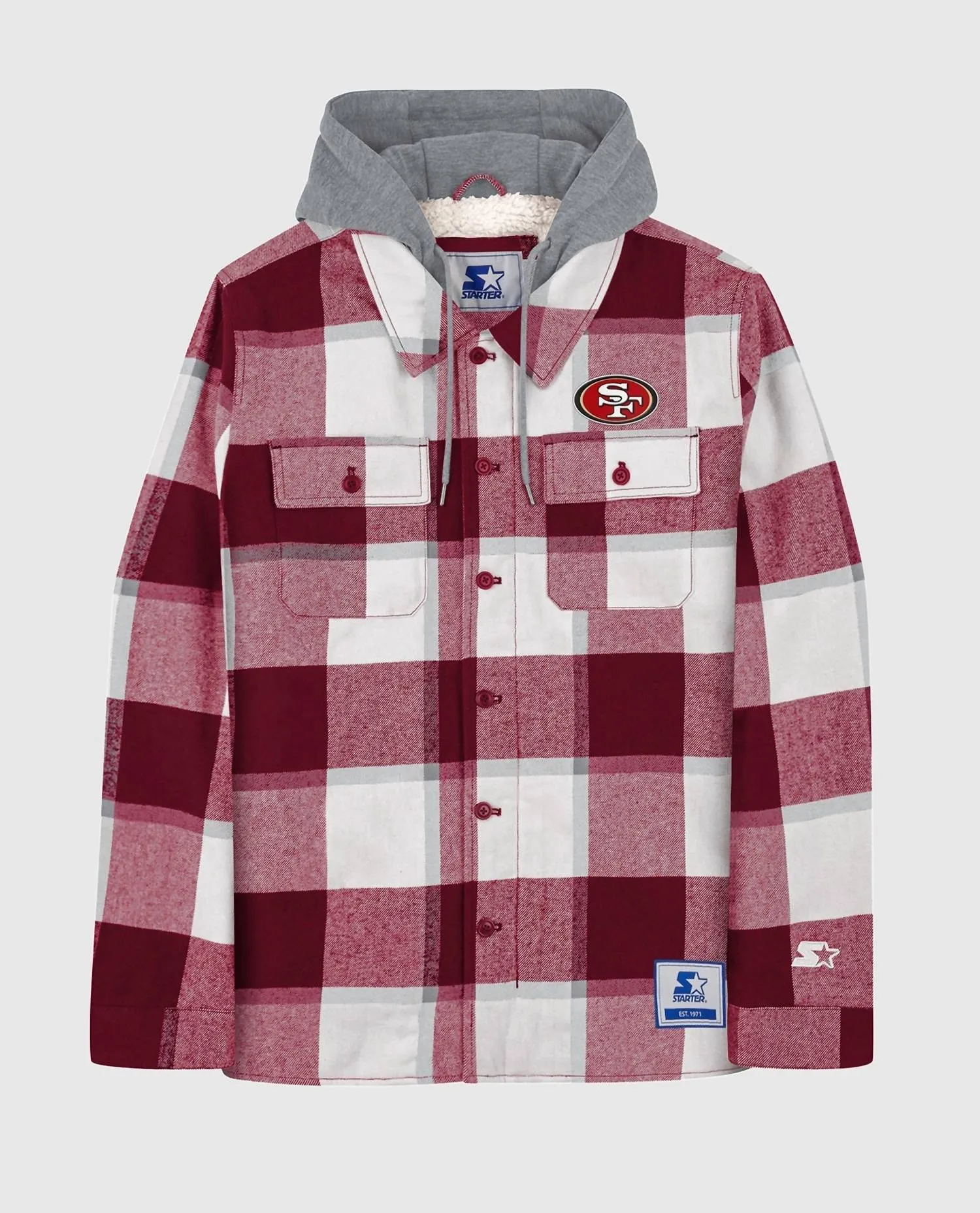 Men's San Francisco 49Ers The Big Joe Sherpa Lined Plaid Jacket In Red