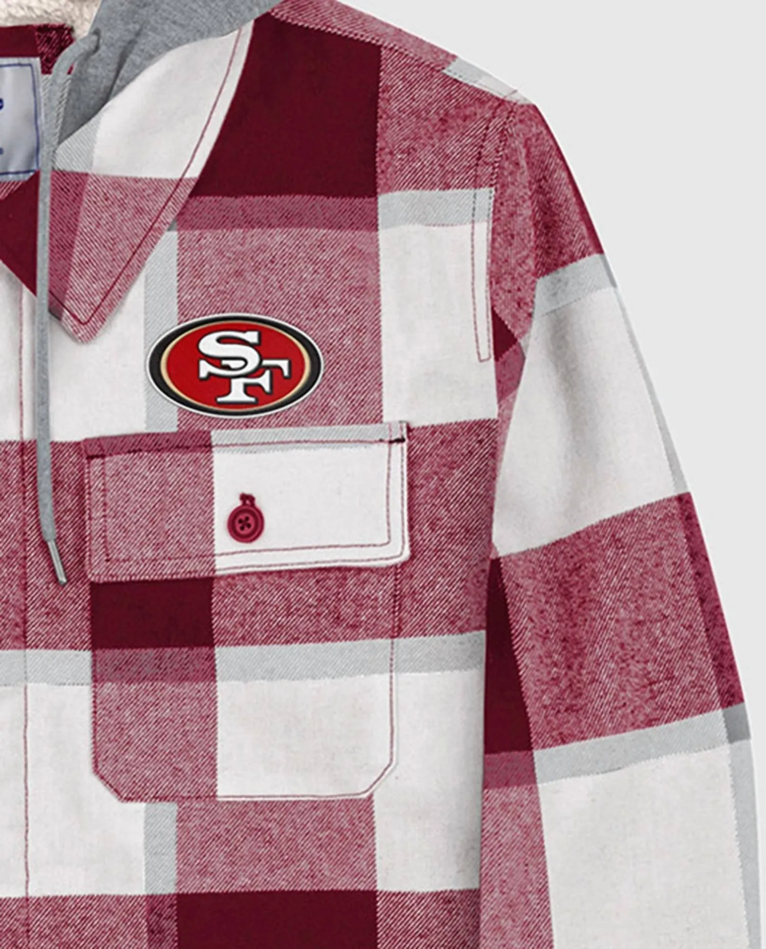 Men's San Francisco 49Ers The Big Joe Sherpa Lined Plaid Jacket In Red