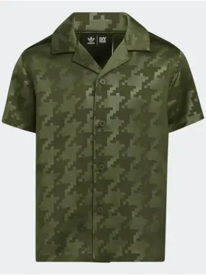 Men's Shoulder Striped Printed Dress Shirt,Olive
