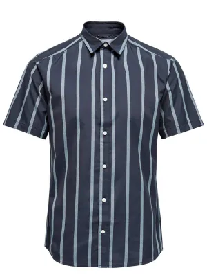 Men's Striped Dress Shirt,Navy