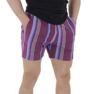 Men's Striped Short With Pocket Back,Burgundy
