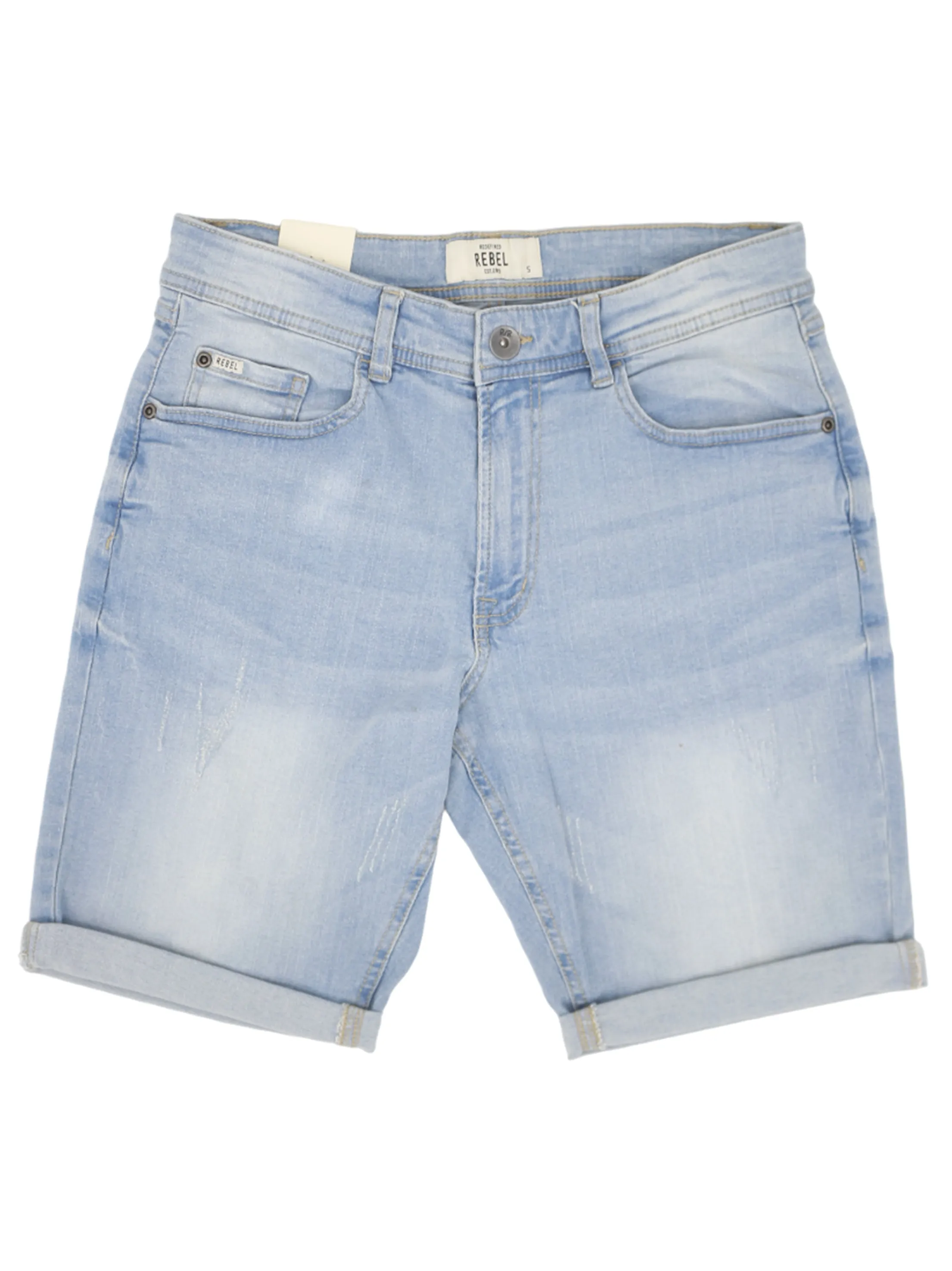 Men's Washed Denim Short,Light Blue