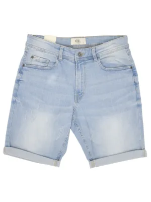 Men's Washed Denim Short,Light Blue