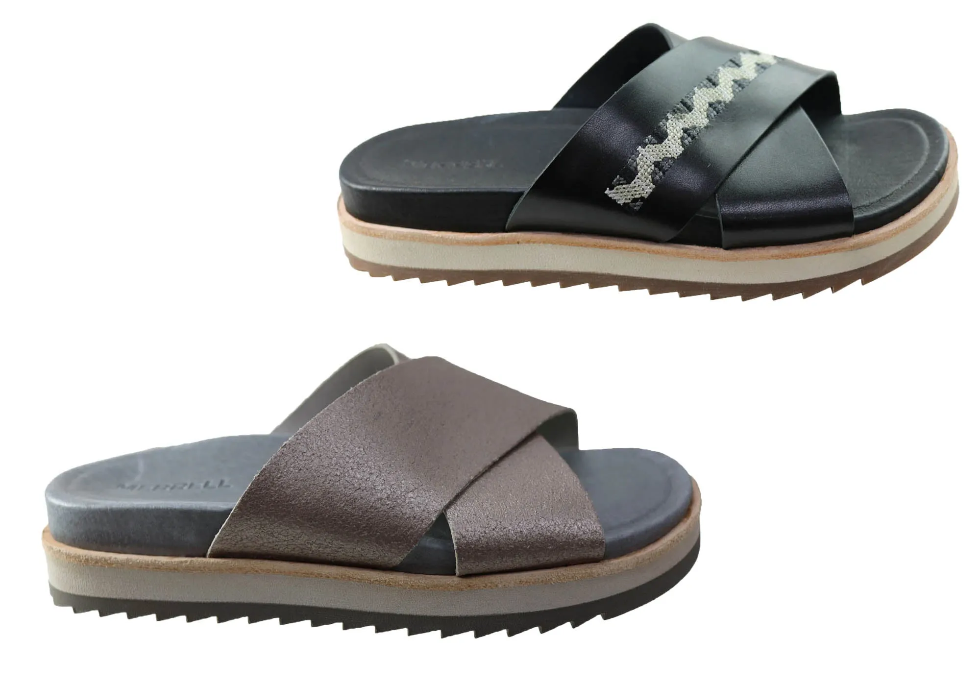 Merrell Womens Juno Slide Comfortable Leather Slides Sandals Merrell Shoes