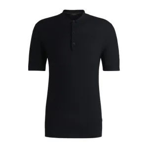 Mixed-structure knit polo in silk