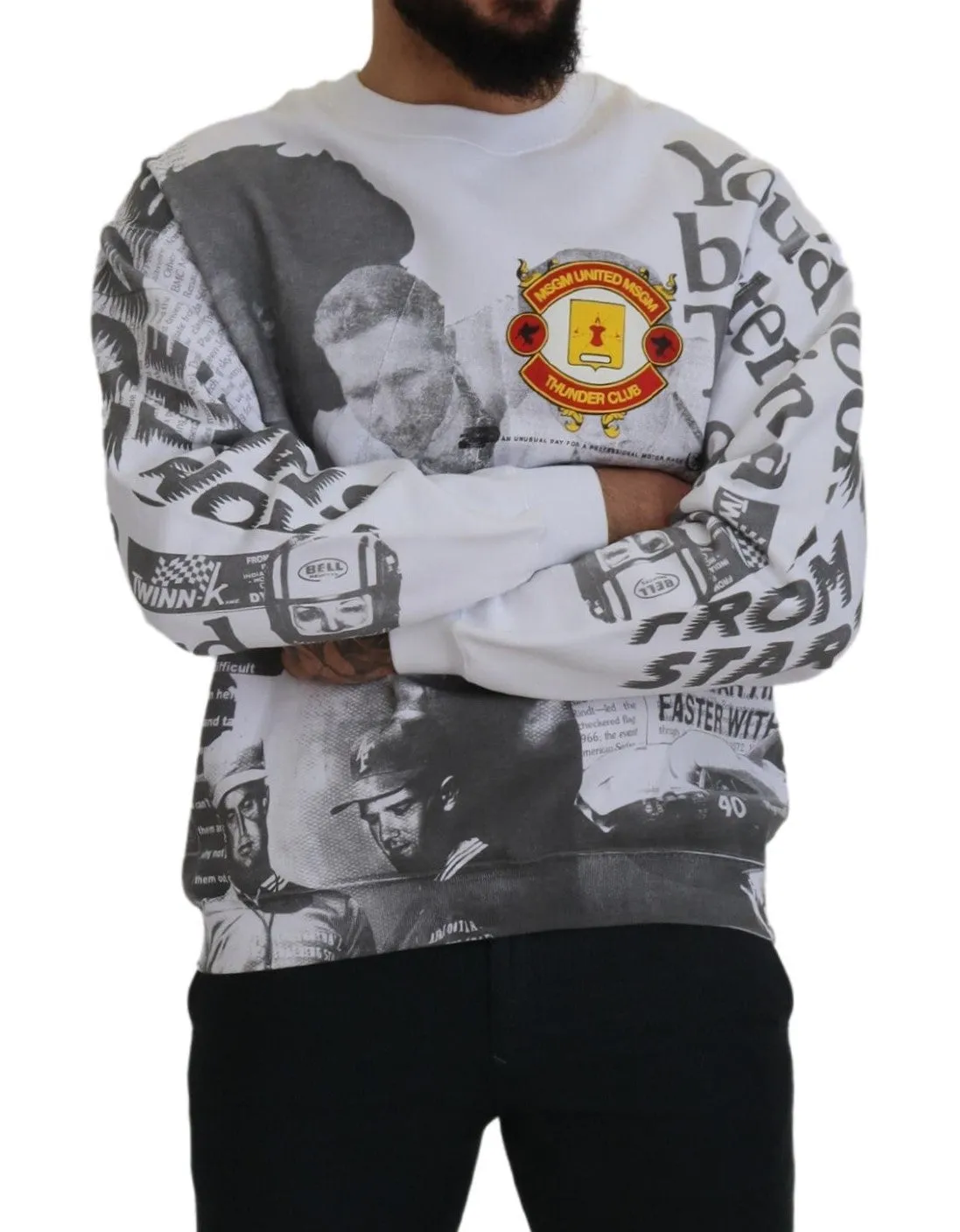 MSGM  Cotton Crewneck Pullover Sweatshirt Men's Sweater