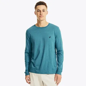 Nautica Mens Heathered Crewneck Long-Sleeve T-Shirt