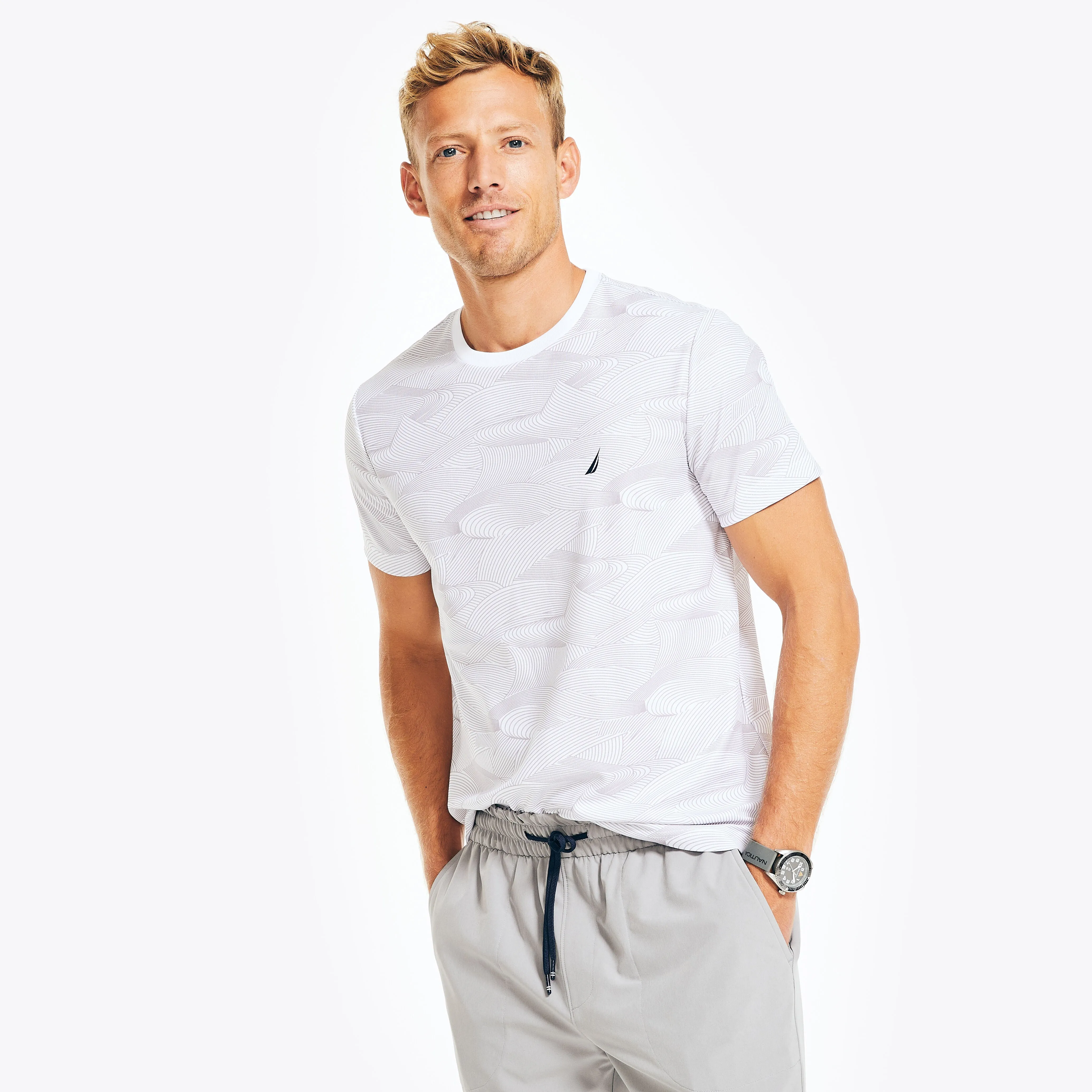 Nautica Mens Navtech Sustainably Crafted Printed T-Shirt