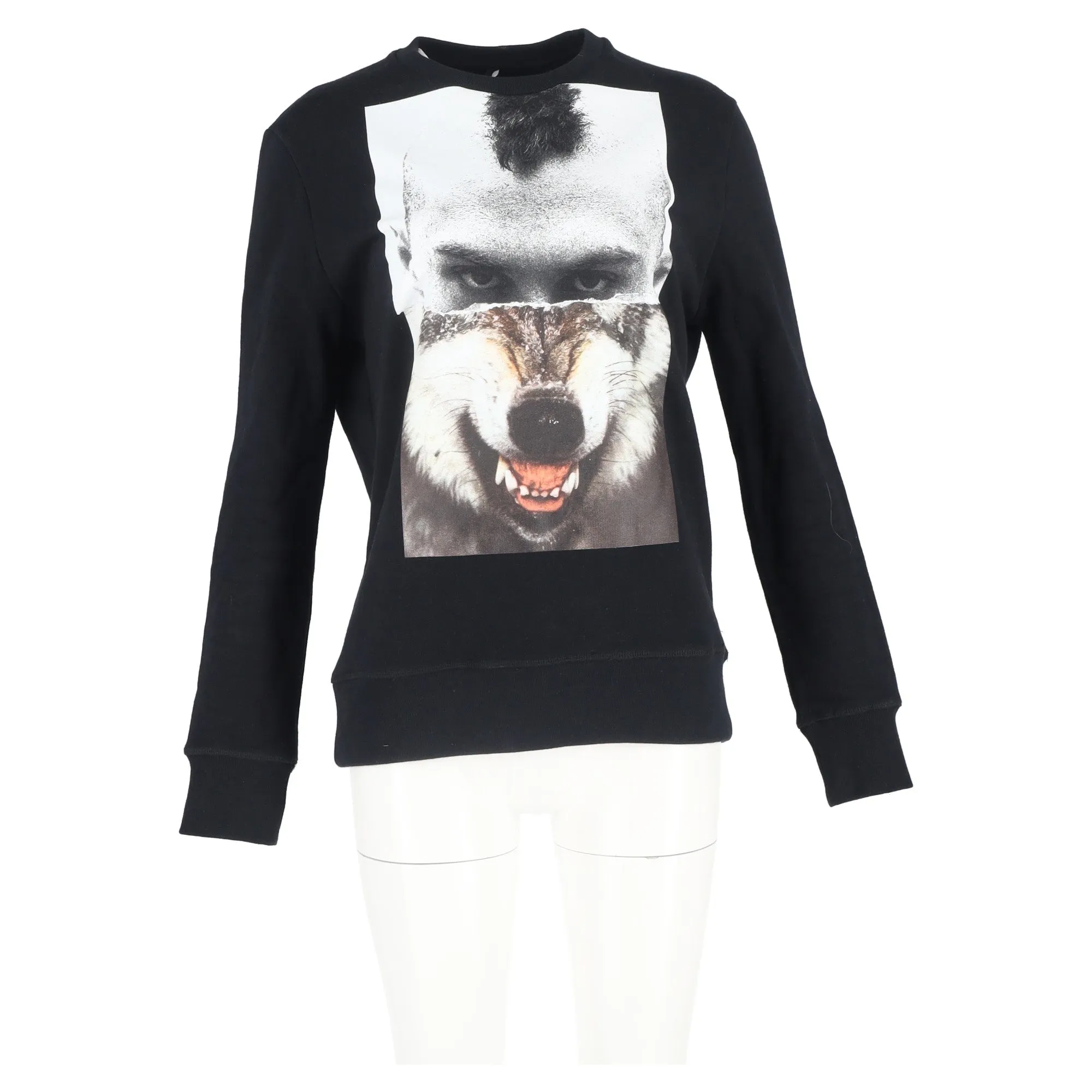 Neil Barrett Mohawk Wolf Printed Sweater in Black Cotton
