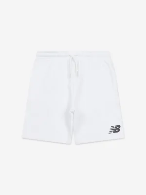 New Balance Boys French Terry Stacked Logo Shorts in White