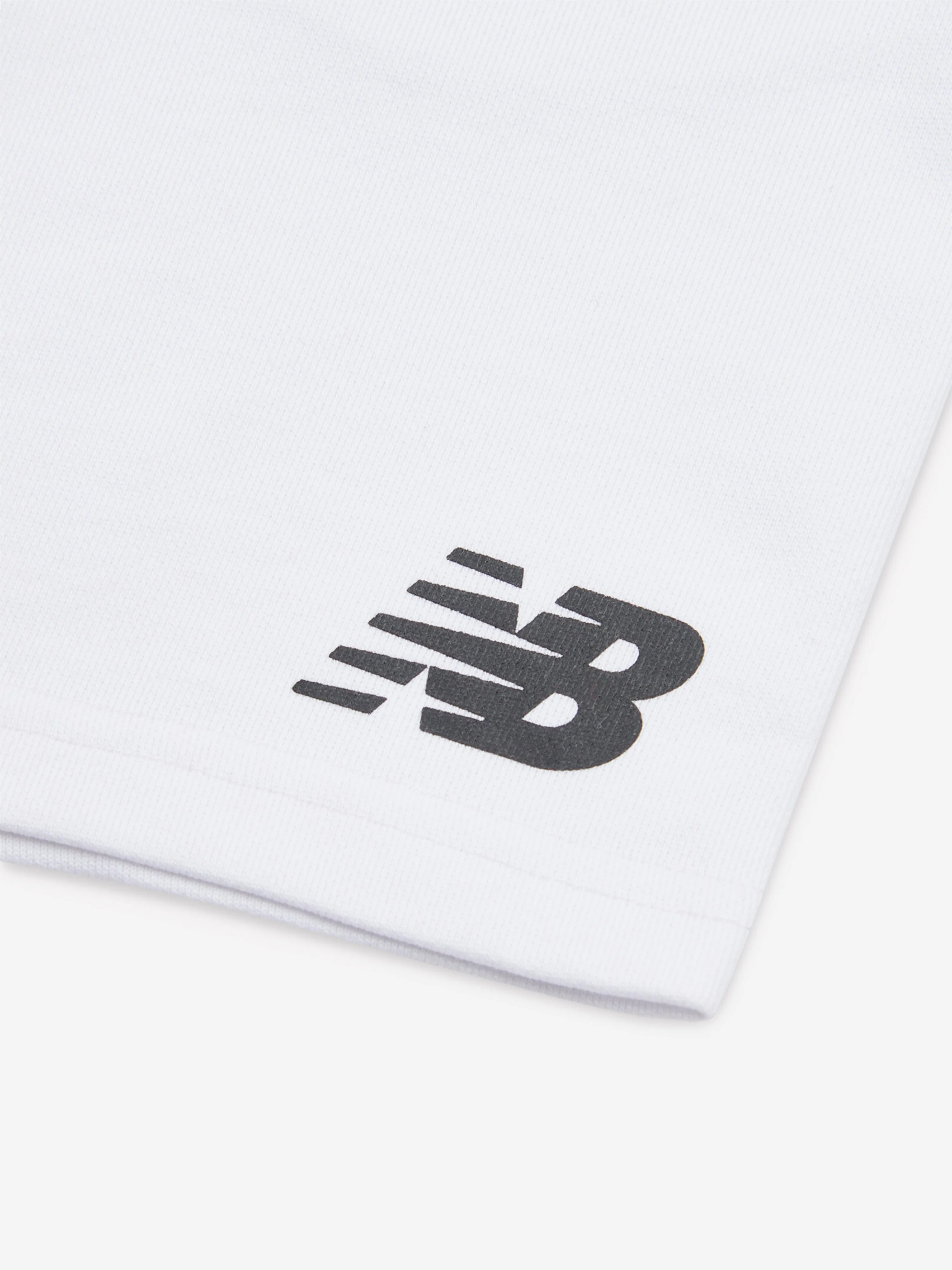 New Balance Boys French Terry Stacked Logo Shorts in White