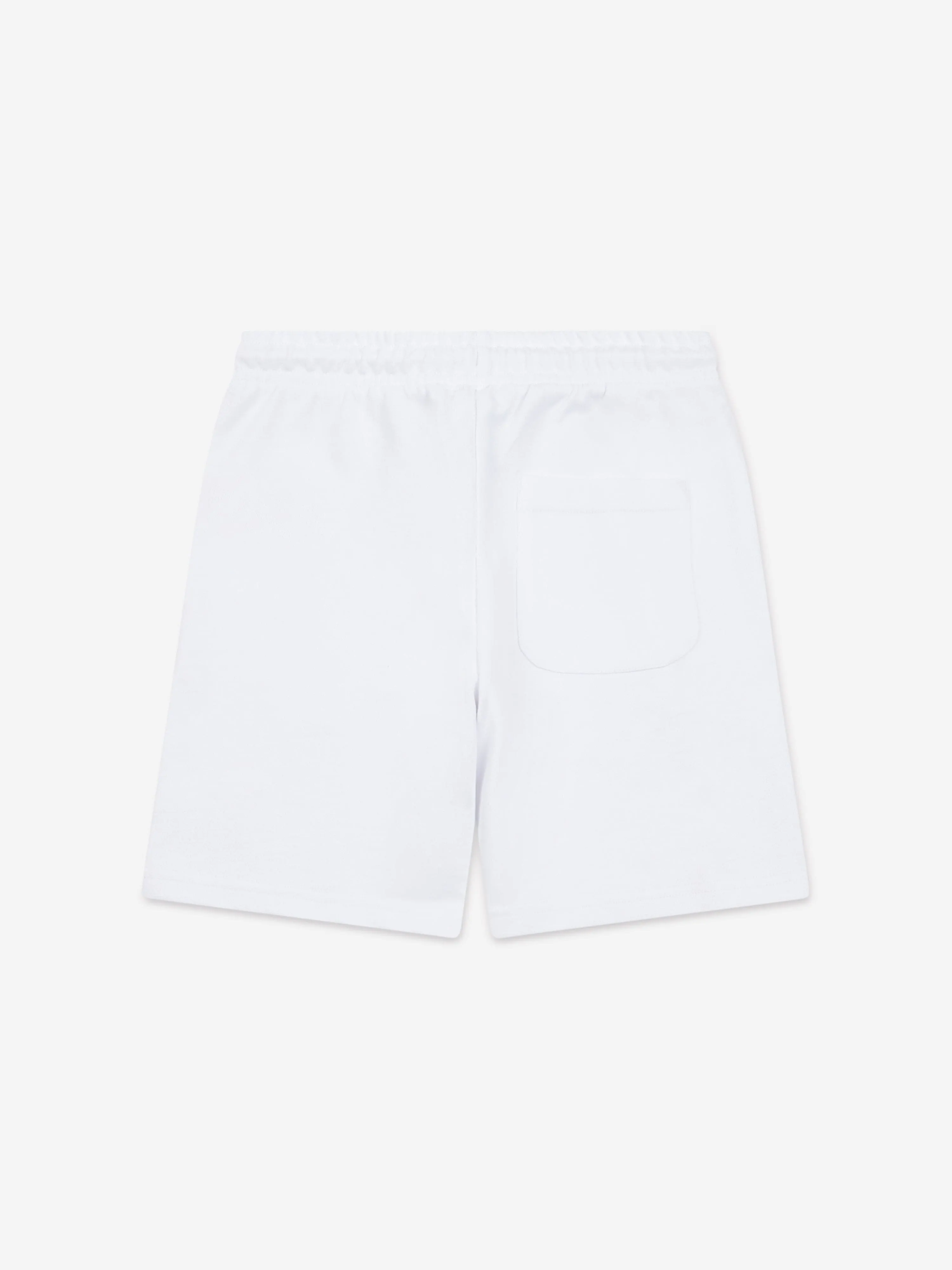 New Balance Boys French Terry Stacked Logo Shorts in White