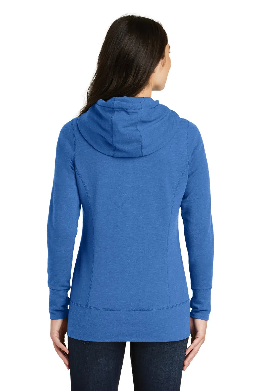 New Era Womens Fleece Full Zip Hooded Sweatshirt Hoodie w/ Pockets - Heather Royal Blue
