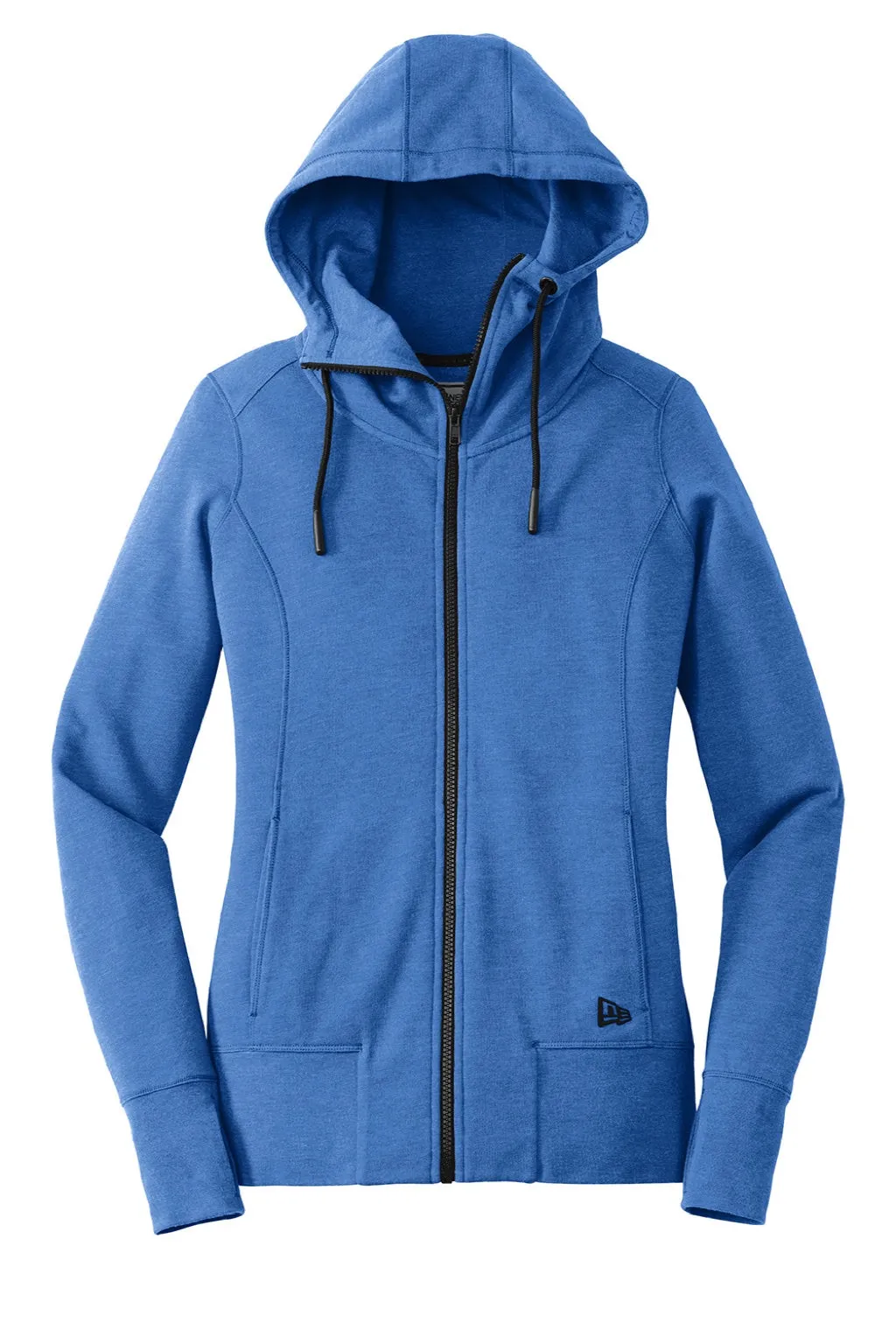 New Era Womens Fleece Full Zip Hooded Sweatshirt Hoodie w/ Pockets - Heather Royal Blue