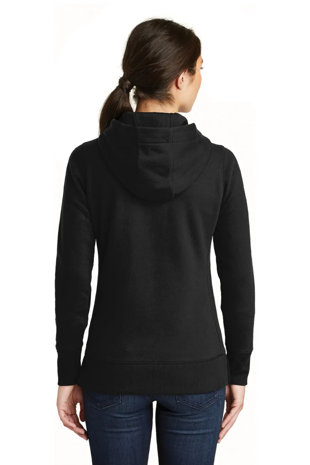 New Era Womens Sueded French Terry Full Zip Hooded Sweatshirt Hoodie w/ Pockets - Black