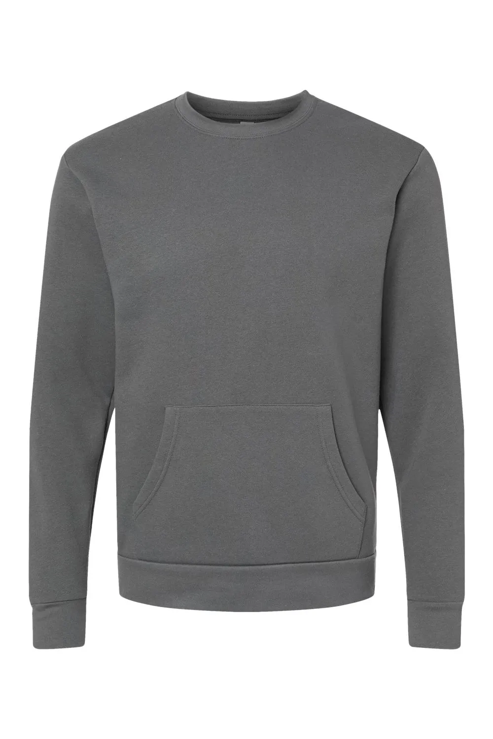 Next Level Mens Fleece Crewneck Sweatshirt w/ Pouch Pocket - Heavy Metal Grey