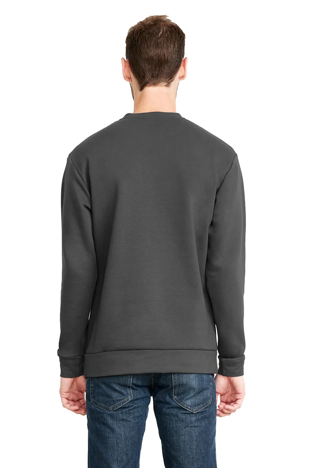 Next Level Mens Fleece Crewneck Sweatshirt w/ Pouch Pocket - Heavy Metal Grey