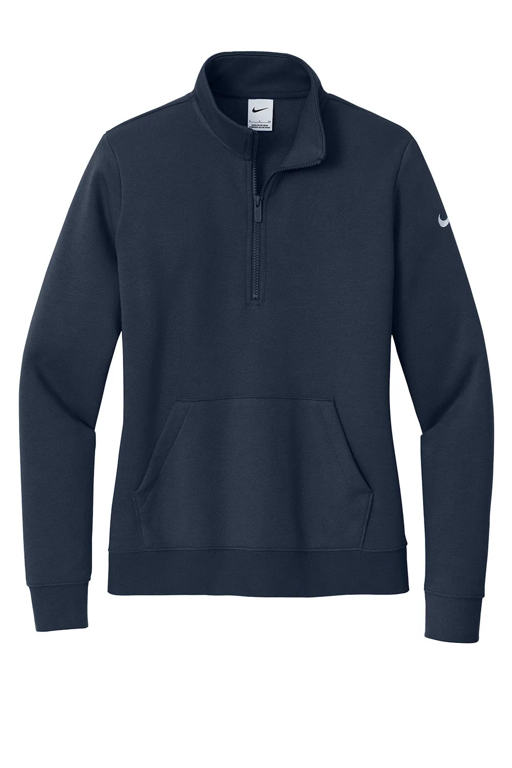 Nike Womens Club Fleece 1/4 Zip Sweatshirt w/ Pouch Pocket - Midnight Navy Blue