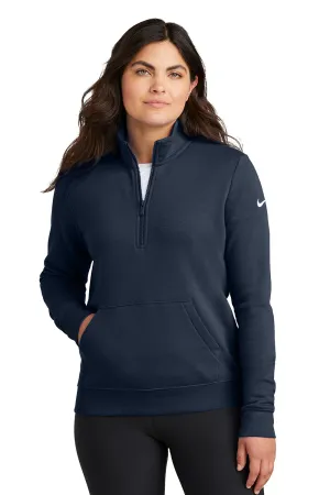 Nike Womens Club Fleece 1/4 Zip Sweatshirt w/ Pouch Pocket - Midnight Navy Blue