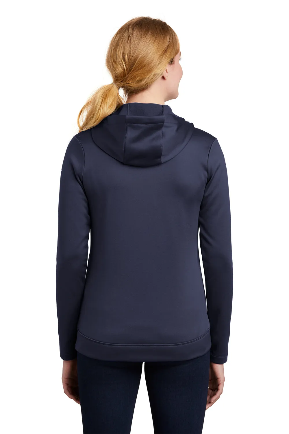 Nike Womens Therma-Fit Moisture Wicking Fleece Full Zip Hooded Sweatshirt Hoodie w/ Pockets - Midnight Navy Blue