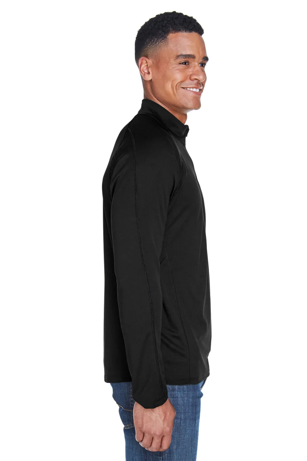 North End Mens Radar Performance Moisture Wicking 1/4 Zip Sweatshirt - Black