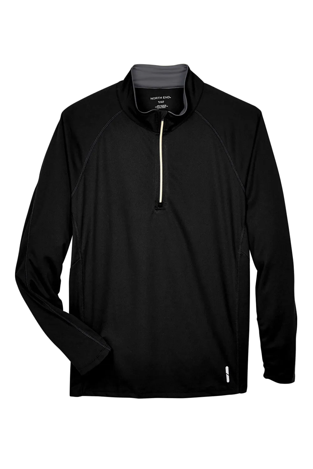 North End Mens Radar Performance Moisture Wicking 1/4 Zip Sweatshirt - Black
