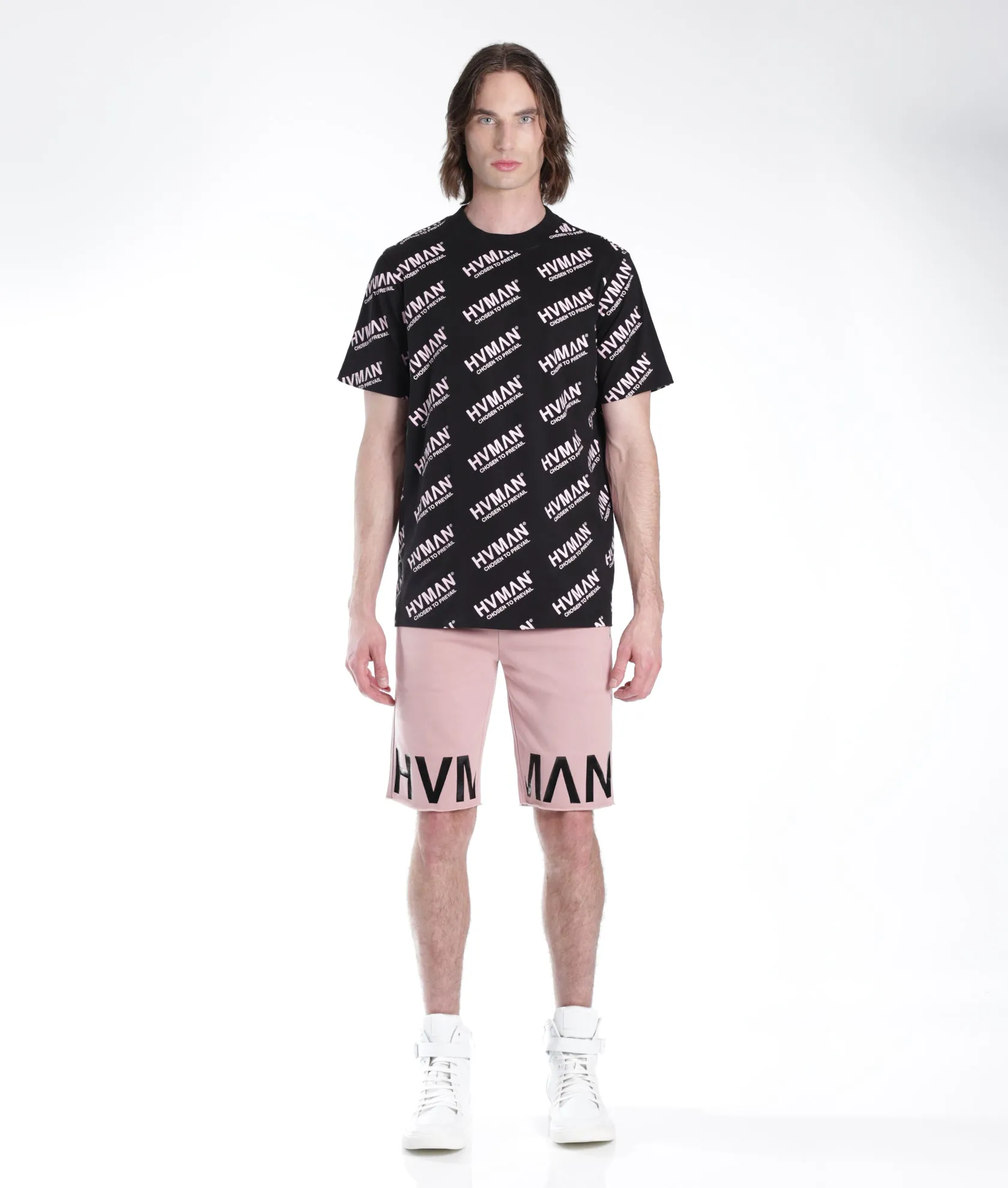 Novelty Tee Repeat In Black & Dusty Pink Lettering