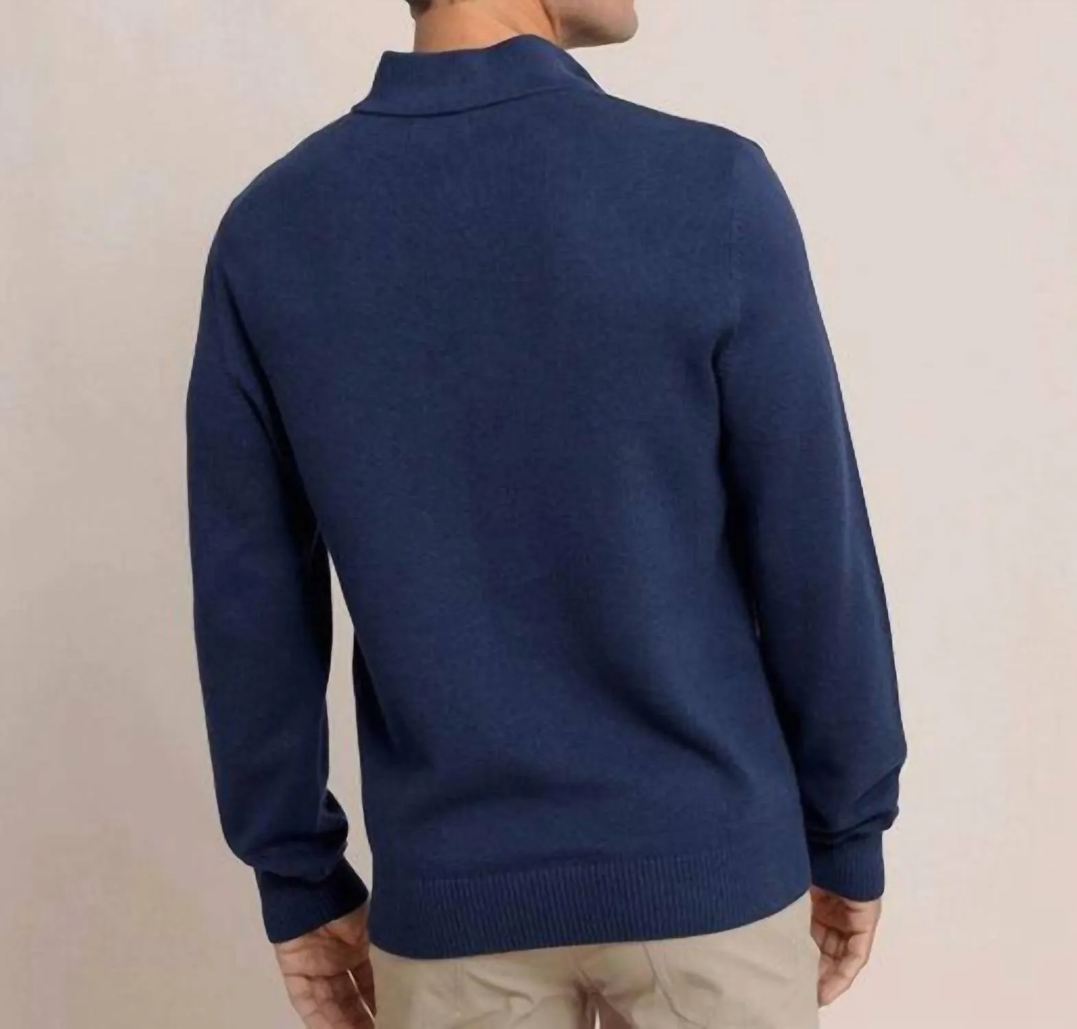 Oakatie Heather Quarter Zip Sweater In Heather Dress Blue