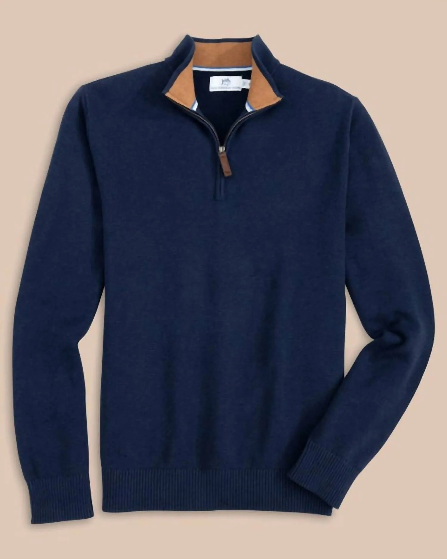 Oakatie Heather Quarter Zip Sweater In Heather Dress Blue