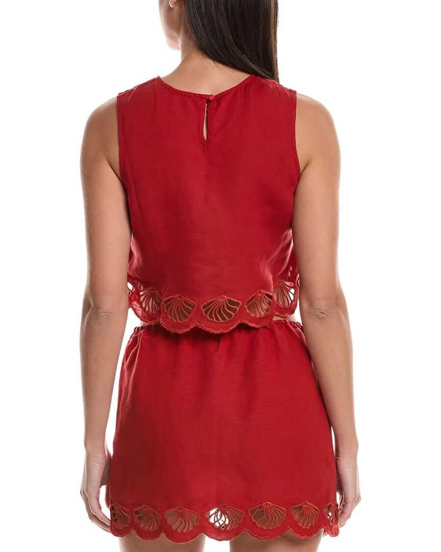 Onia Air Linen-Blend Scallop Tank