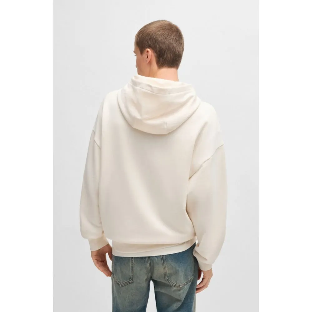 Oversize-fit cotton-terry hoodie with Happy HUGO logo