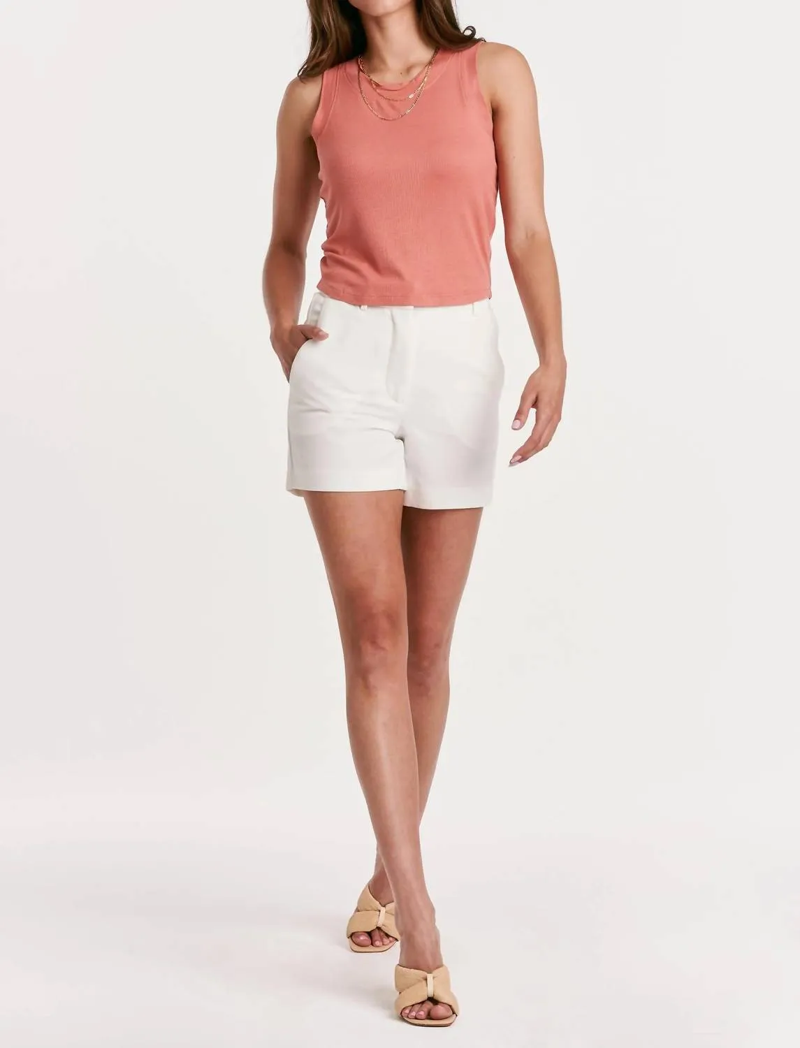 Parker High Rise Trouser Shorts In White
