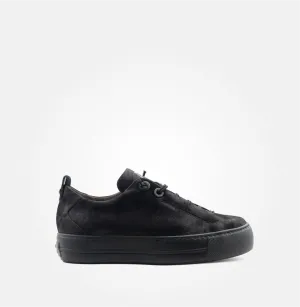 Paul Green Black Nubuk Elastic Lace Trainer