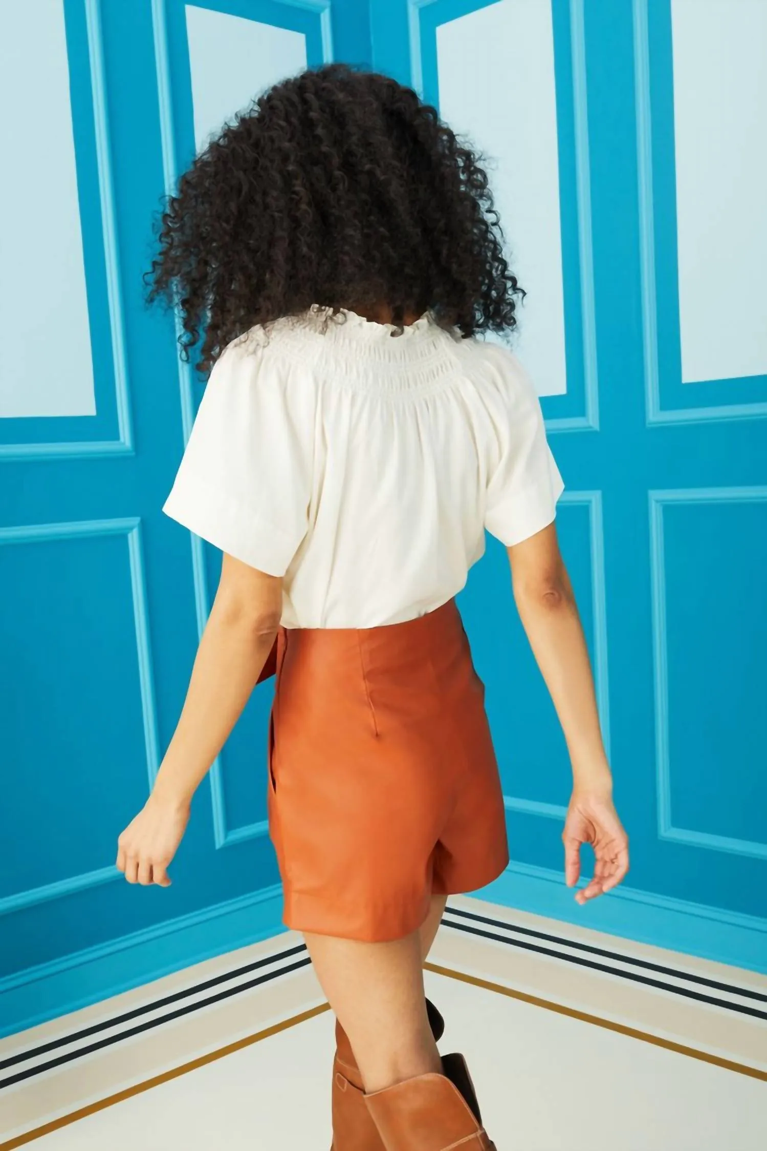 Pixie Vegan Leather Shorts In Brown