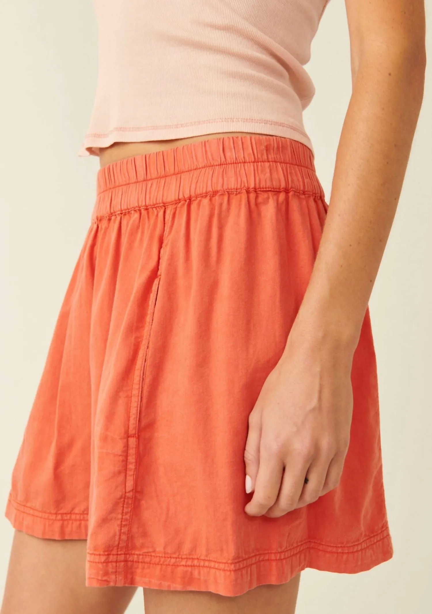 Poplin Pull On Short In Orange