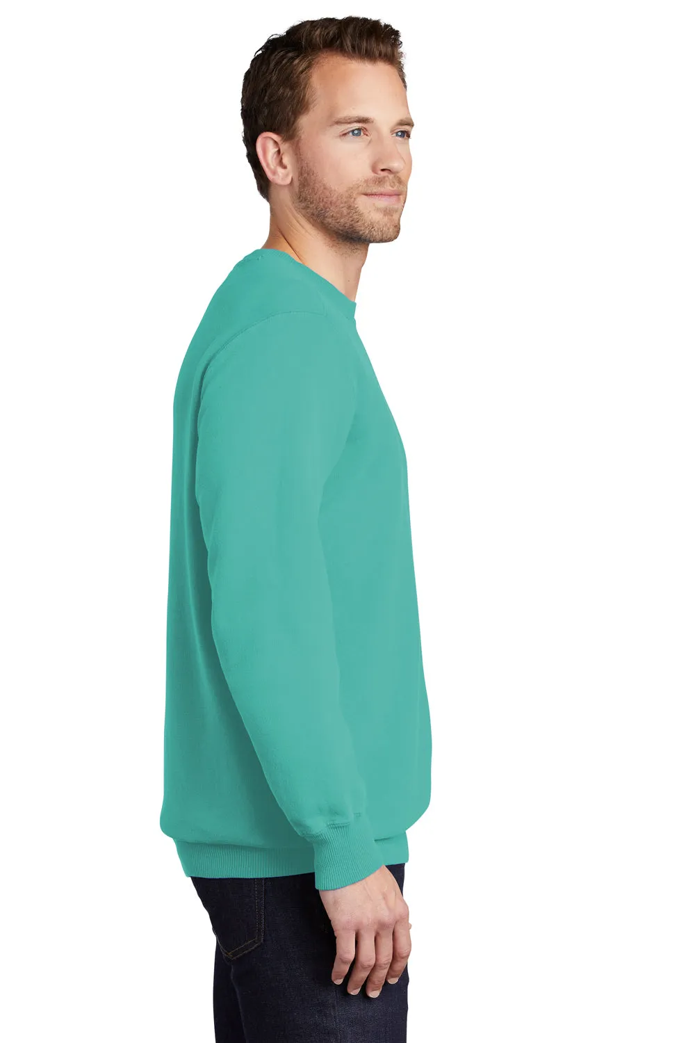 Port & Company Mens Beach Wash Fleece Crewneck Sweatshirt - Peacock Green