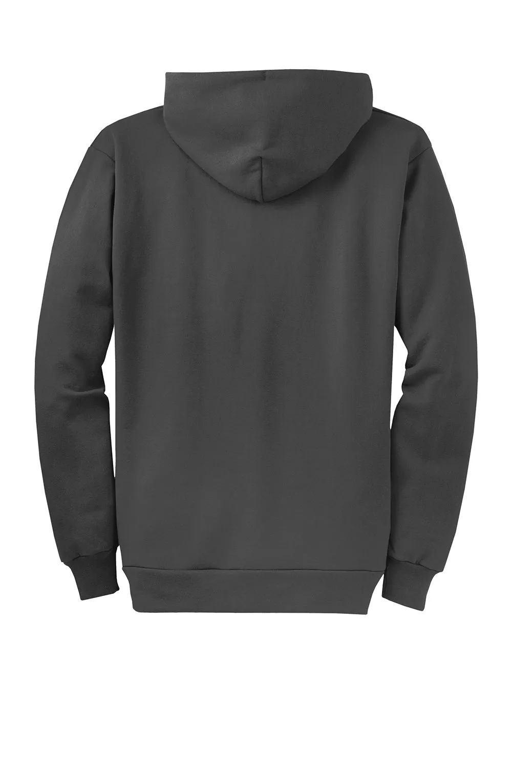 Port & Company Mens Core Pill Resistant Fleece Full Zip Hooded Sweatshirt Hoodie w/ Pockets - Charcoal Grey
