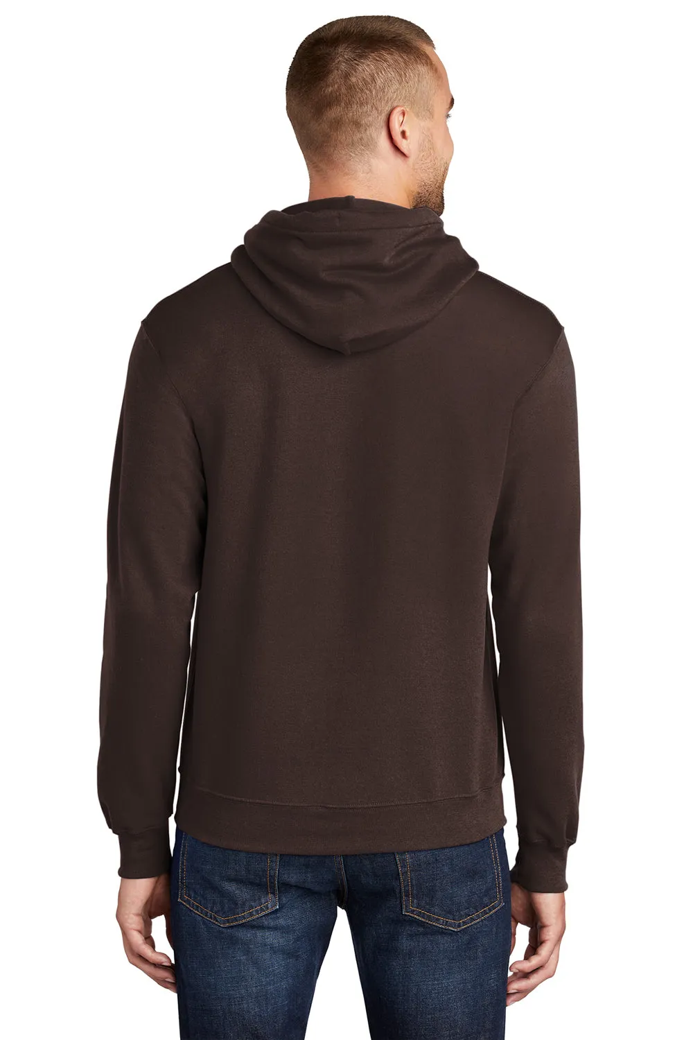 Port & Company Mens Core Pill Resistant Fleece Hooded Sweatshirt Hoodie w/ Pouch Pocket - Dark Chocolate Brown