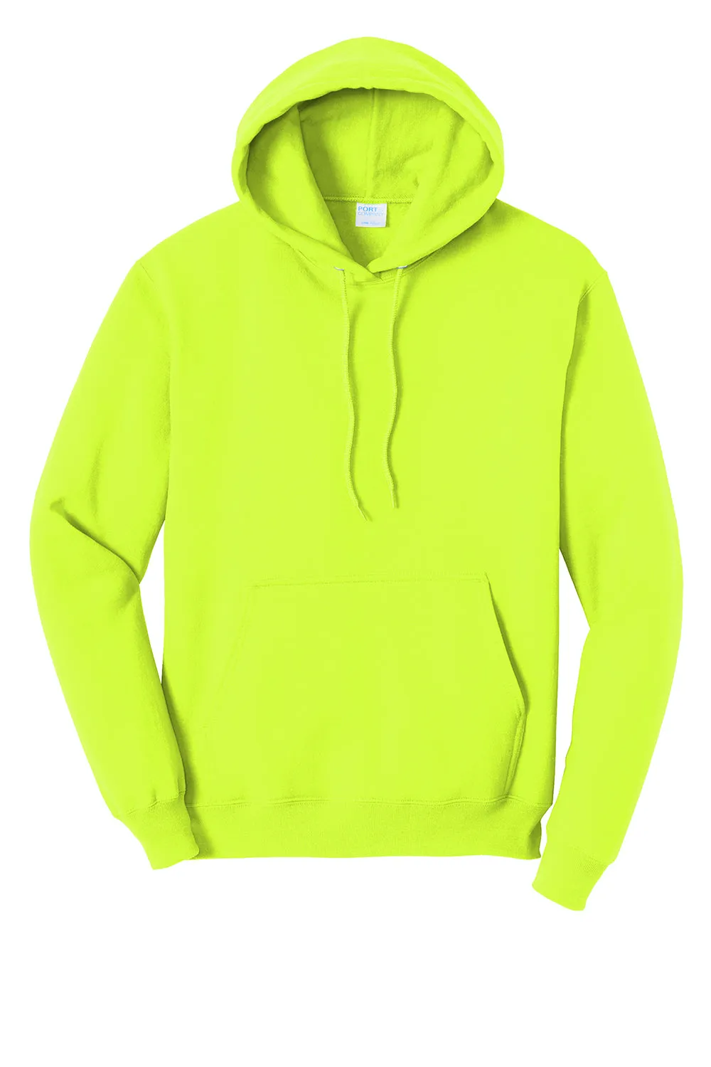 Port & Company Mens Core Pill Resistant Fleece Hooded Sweatshirt Hoodie w/ Pouch Pocket - Safety Green